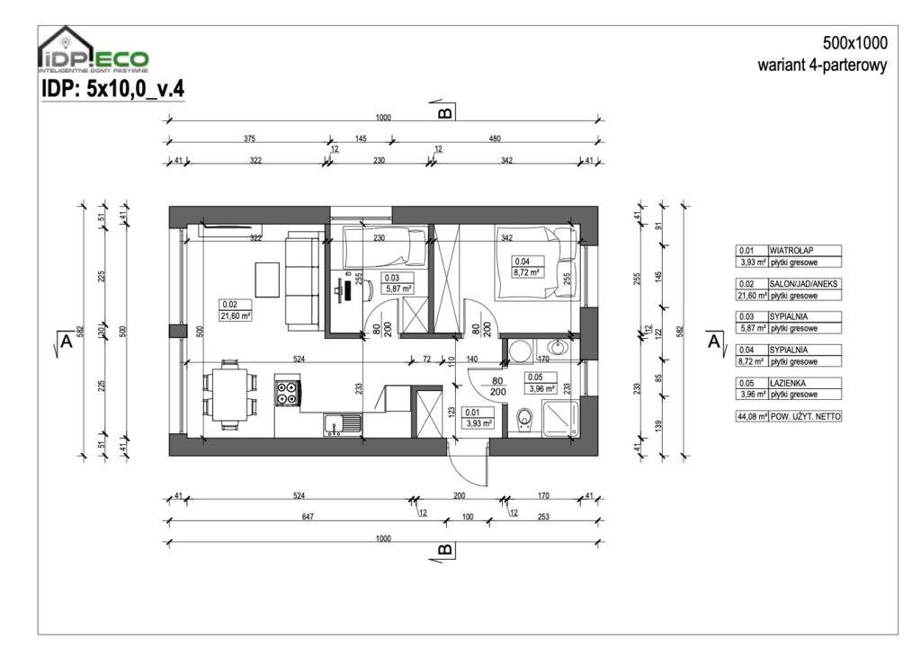 IDP_5x10,0_Rzut parteru_Wariant 4-Parterówka