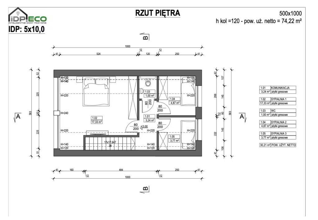 IDP_5x10,0_Rzut piętra_H_1,2m